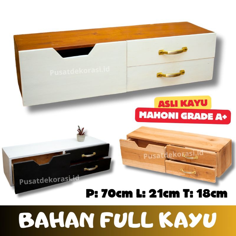 Rak Dinding Laci Minimalis Meja Rias Kayu Tempel Dinding Serbaguna Aesthetic