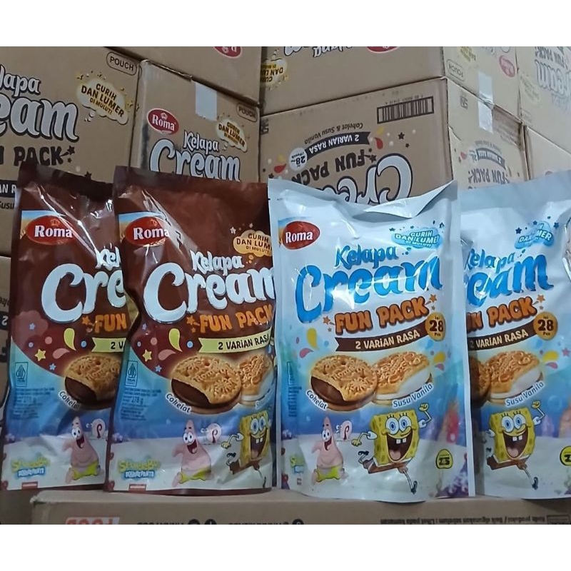 

ROMA KELAPA CREAM FESTIVE POUCH Fun pack 278gr BISKUIT COCONUT SANDWICH 2 VAR KRIM SUSU COKLAT