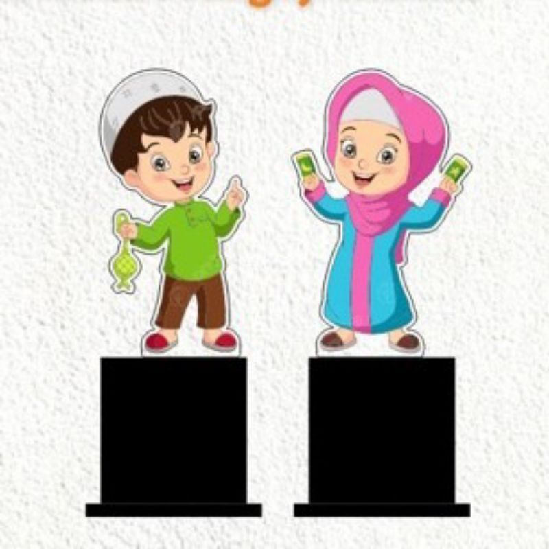 Piala Akrilik (Anak Muslim Biru Pink) - Piala Wisuda- Piala ANAK Muslim - Plakat Akrilik Wisuda - Pl