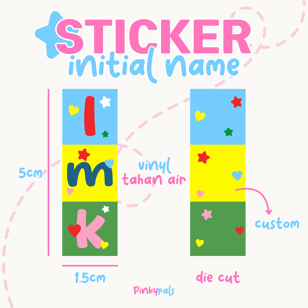 

STICKER initial name 3 HURUF KPOP NCT BTS AESPA NJZ SEVENTEEN DAY6 STRAYKIDS IVE CUSTOM