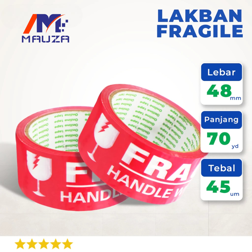 

FLASH SALE !! Lakban Fragile Merah 70 Yard 48mm Full / Jangan Dibanting / Awas Pecah /MERAH / PUTIH