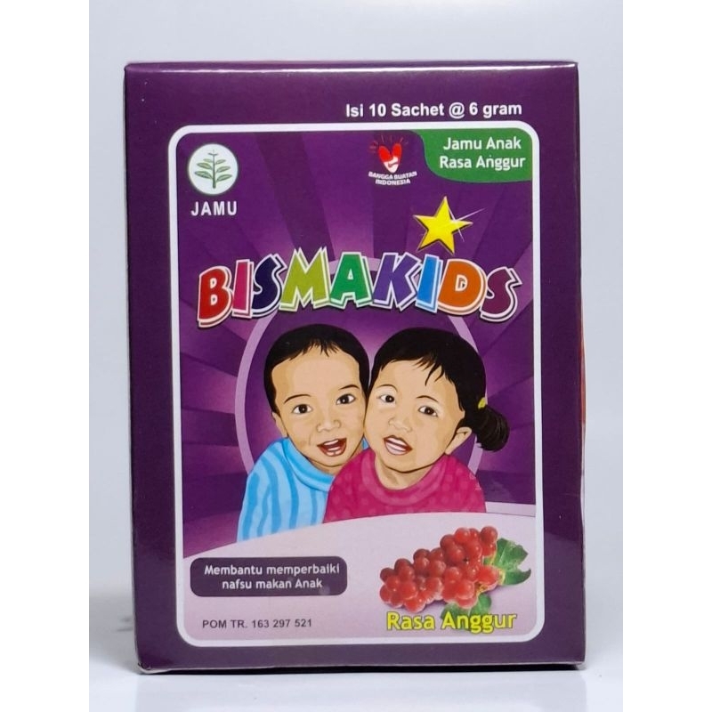 

Jamu Anak Anak Bismakids rasa Anggur kemasan dos isi 10 sachets