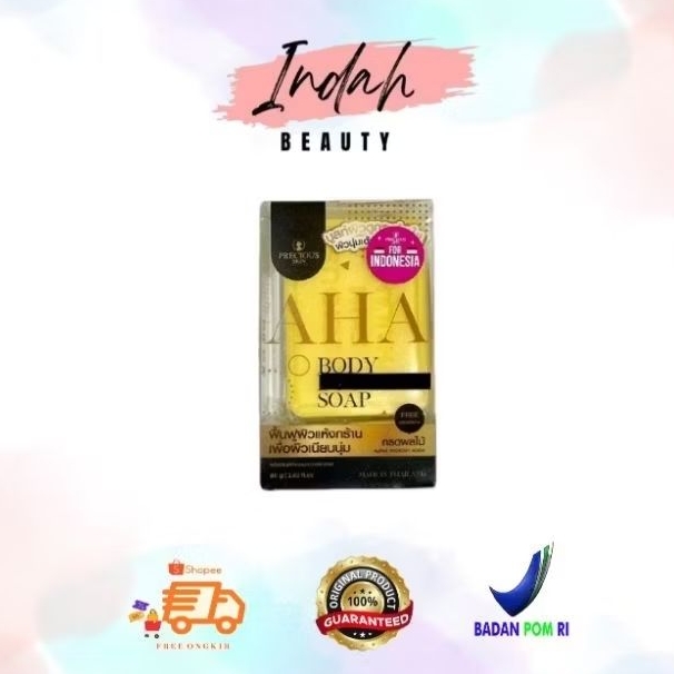 Precious Skin Thailand AHA Body Soap Gratis Net Soap / Sabun Pemutih / Sabun Mandi AHA