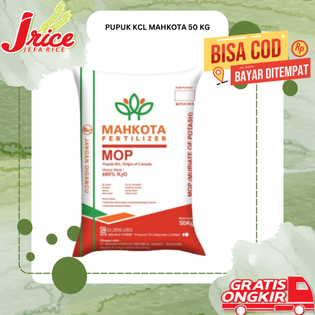 PUPUK KCL MAHKOTA MOP 50 KG KEMASAN ORIGINAL PABRIK