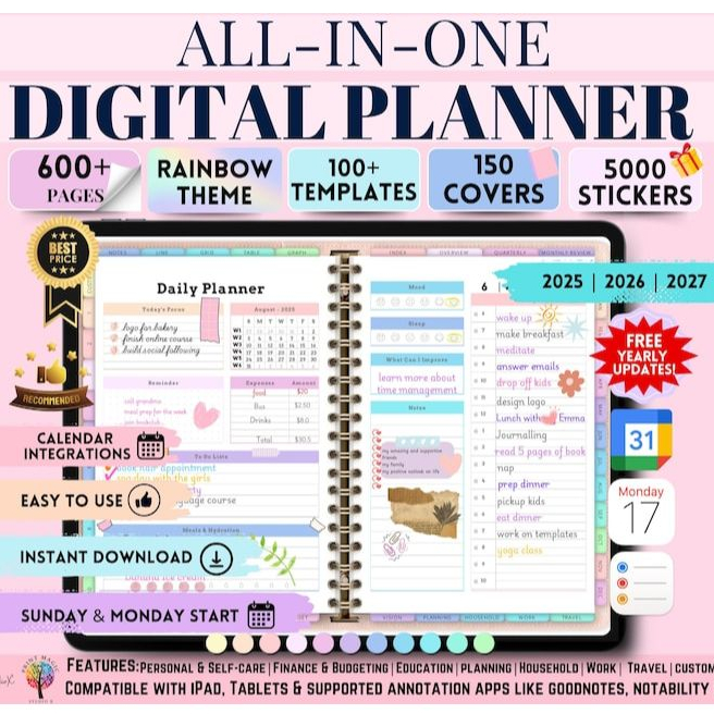 

Planner Digital All-In-One 2025-2027: Teman Setia Atur Hidup Kamu