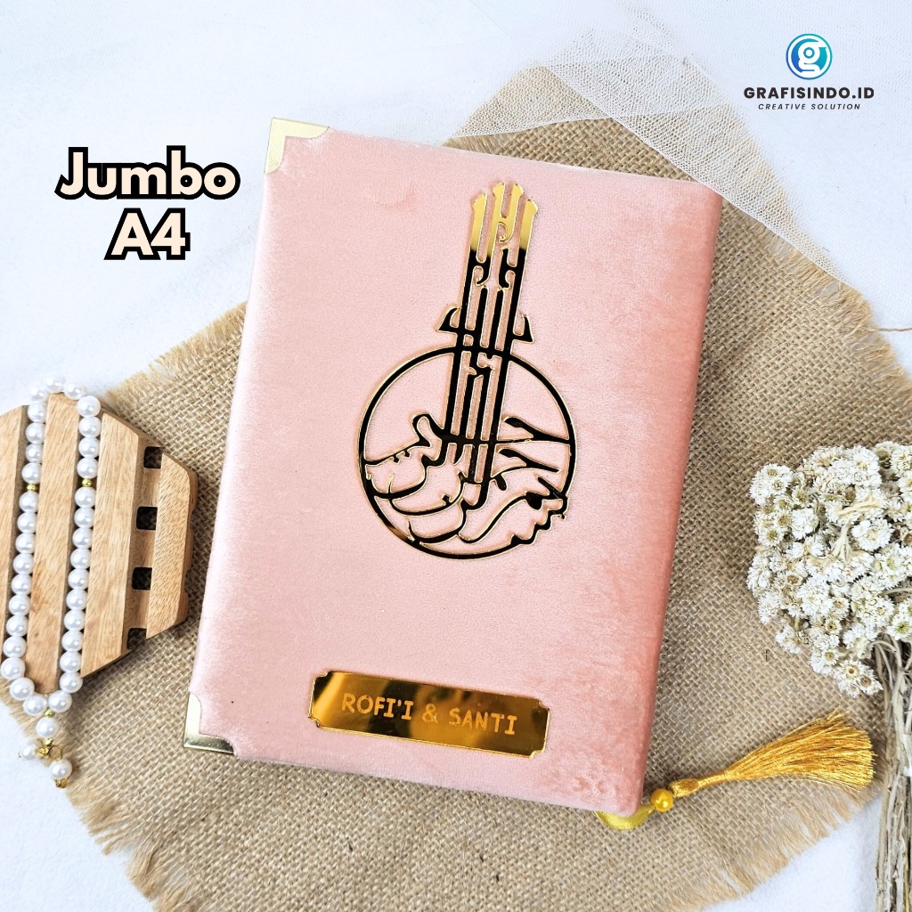 Alquran Besar Jumbo A4 Aesthetic Terjemahan Custom Nama Akrilik / Qur'an Mahar Seserahan Pernikahan