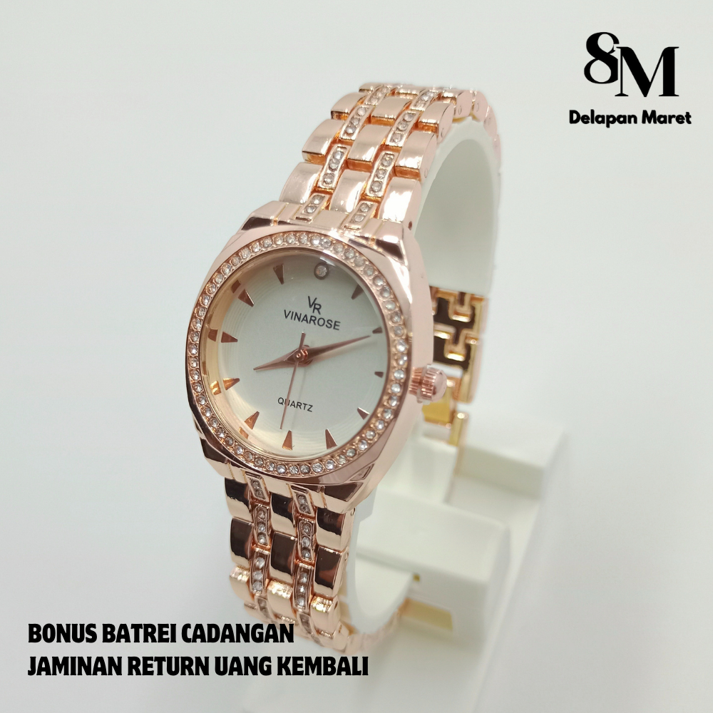 Vinarose Jam Tangan Wanita Besi Analog Terbaru Original Kecil Rantai VR75492 Jam Tangan Wanita Jam C
