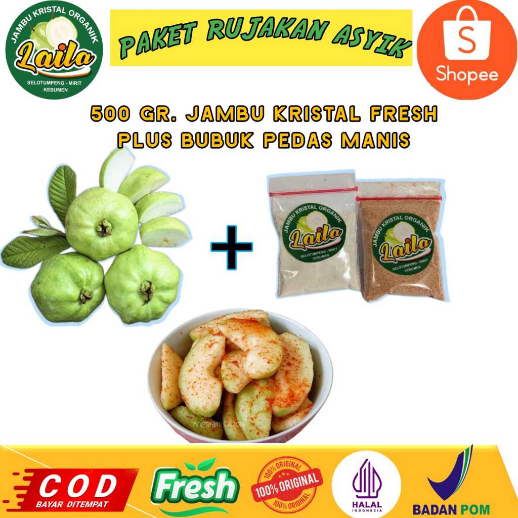 

NGERUJAK ASYIK! Paket Jambu Kristal fresh 500 gr Plus bubuk pedas manis