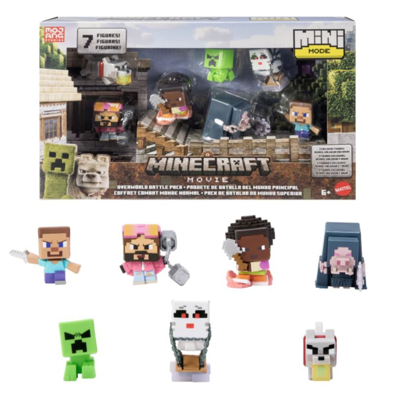 Minecraft the movie mini mode overload battle pack with 7 mini action figure original