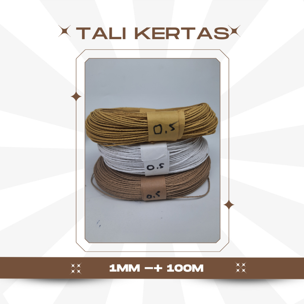 

Tali Kertas 1MM panjang -+ 100 meter tali untuk souvenir tali samson tali paperbag tali kertas warna coklat putih
