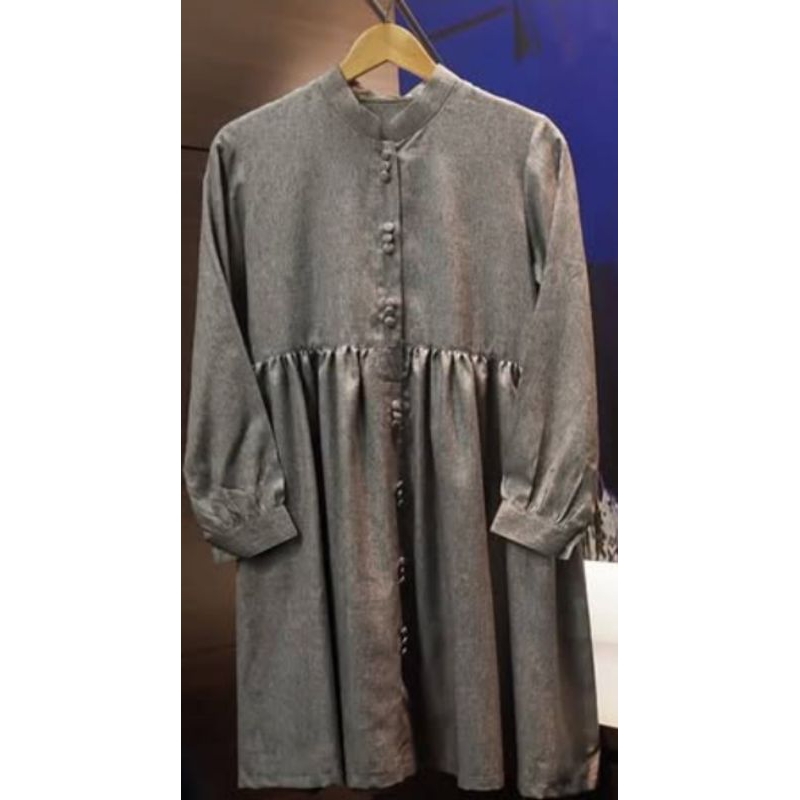 Pinoci Minara Baju Wanita Lengan Panjang Warna Hitam, Abu-abu, Ivory Motif Polos