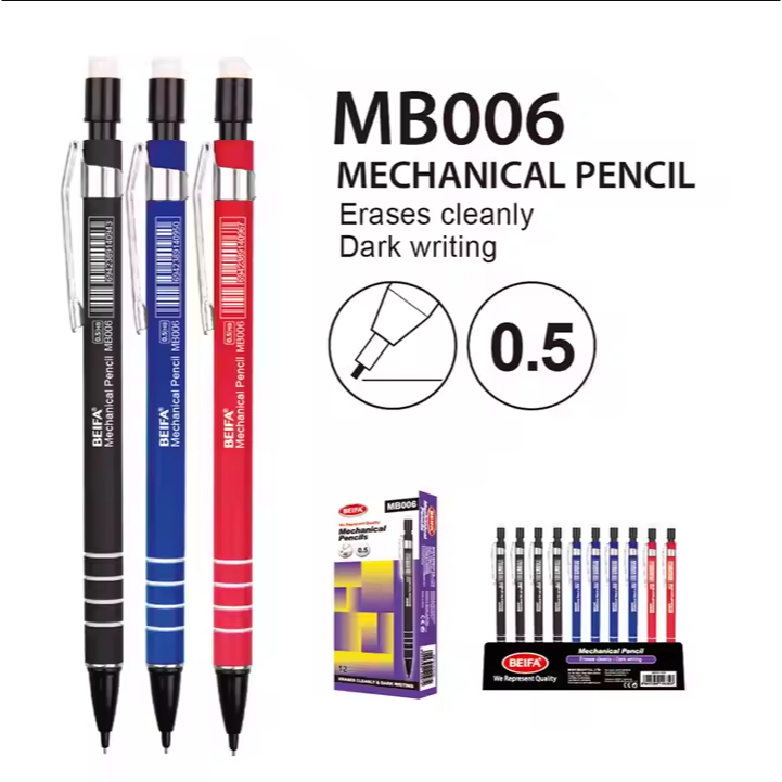 

Beifa Pensil Mekanik 0.5mm 3 warna Ramah Lingkungan Halus Untuk Menulis MB006