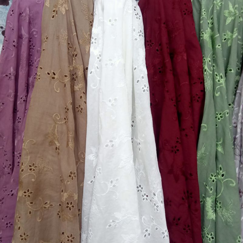 Kain Katun Embroidery - Kain Katun Bordir Bolong Import - Kain Katun Bordir Motif Bunga Import - Kai