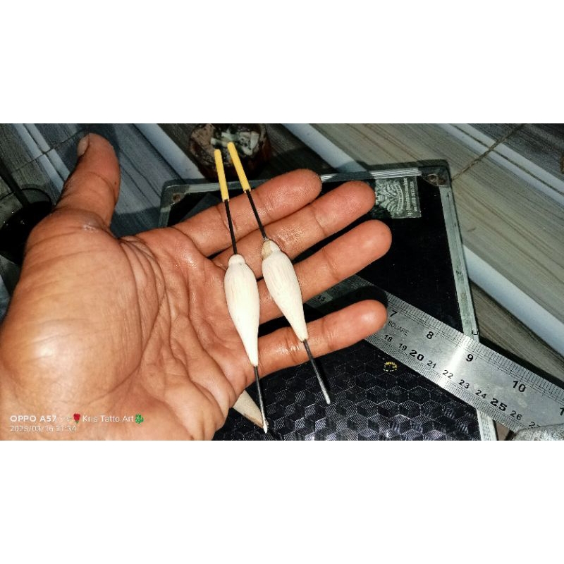 bahan pelampung pancing mentahan anti badai stik fiber 12cm  kayu
