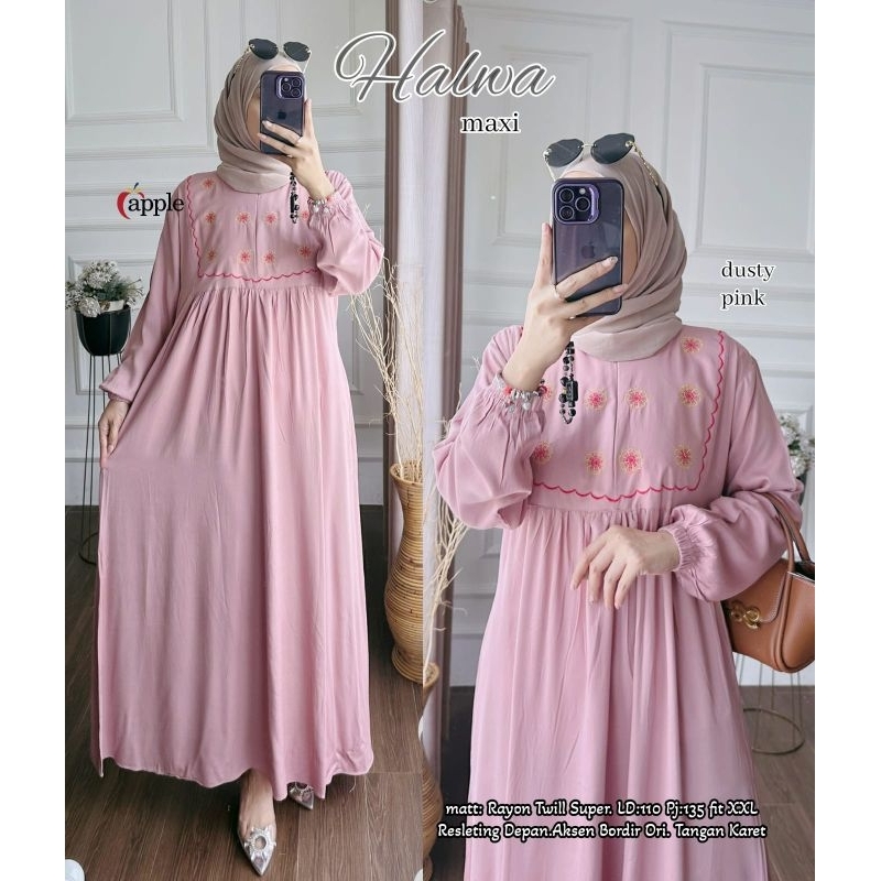 HALWA MAXY Gamis Rayon Twill Bordir Busui Gamis Daily