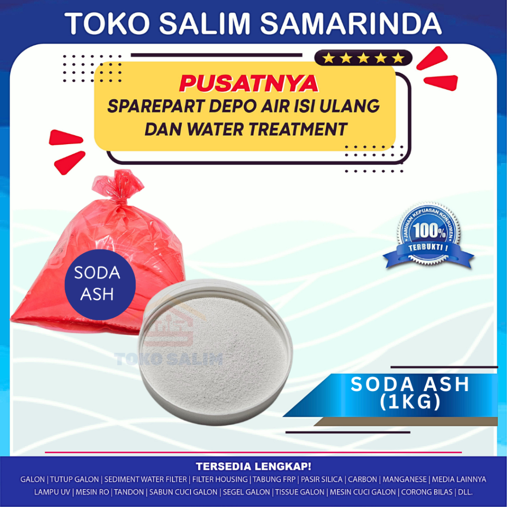 

Soda Ash Dense sak 1kg/ Sodium Carbonate ANSAC 1Kg / Sodium Carbonate (Na2CO3) 99.8% - pengendap kotoran dalam air / menaikkan ph air kolam renang