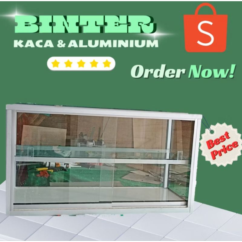 Etalase kaca full 5mm warteg 100x50x60