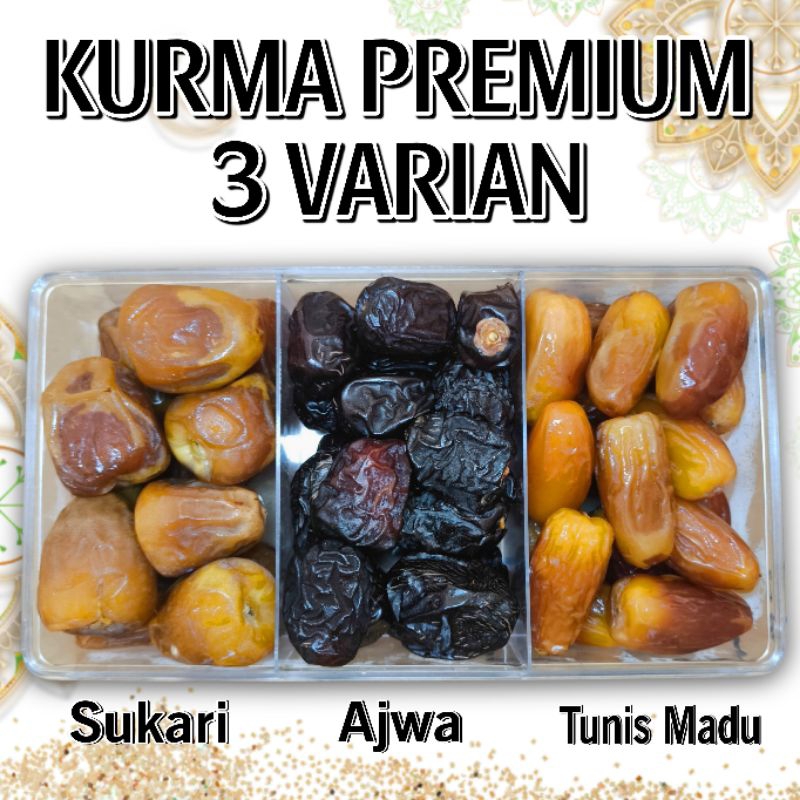 

KURMA PREMIUM 3 VARIAN / Kurma Ajwa Kurma Sukari Kurma Tunis Madu / Hampers Premium