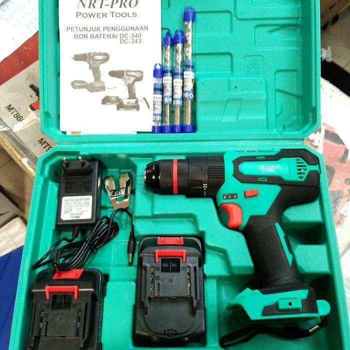 Mesin Bor Cas Baterai NRT pro DC 343 impact 13mm 20V SET dengan ISI Original