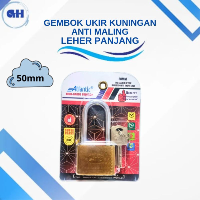Gembok Anti Maling/Gembok Baja Kuningan 50mm panjang