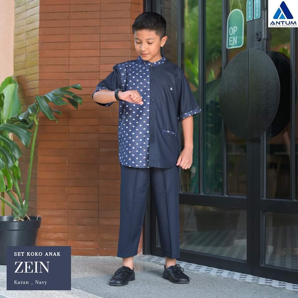ANTUM Set Koko Anak Zein Baju Muslim Anak Laki-laki Bahan Katun