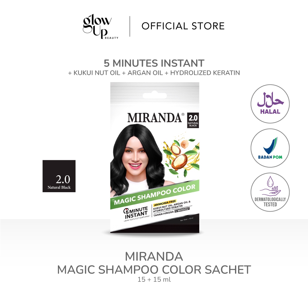 Miranda Magic Shampoo Color Sachet/Pewarna Rambut Instan- Black