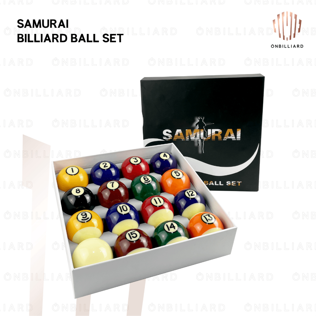 SAMURAI Billiard Ball Set 57.2mm Black White Bola Billiard DOT SAMURAI Meja 7 8 9 ft Feet 2 1/4" 57,
