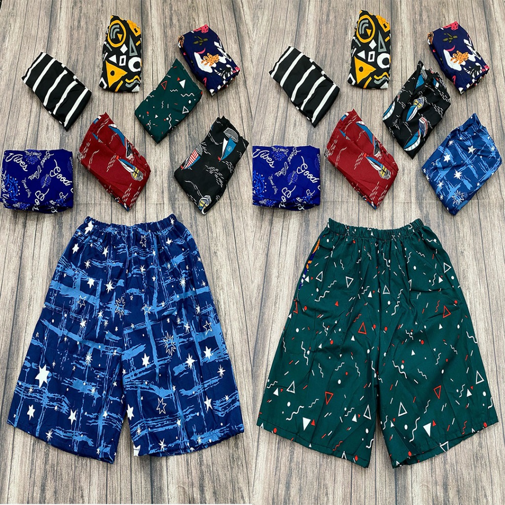 kolor boxer pria pendek motif printing kolor pendek bahan katun