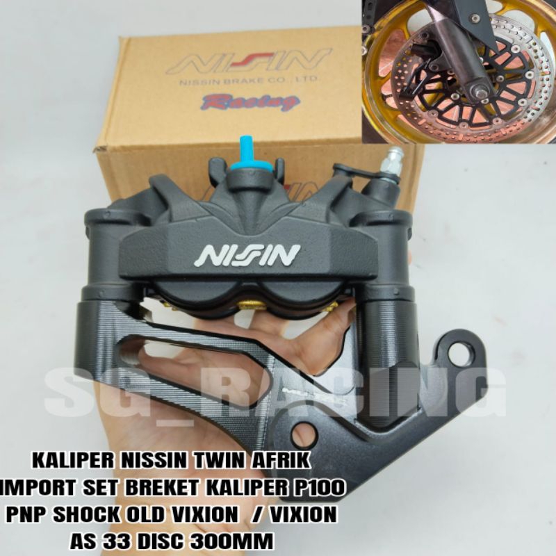 KALIPER NISSIN TWIN AFRIKA IMPORT SET BREKET  VIXION DISC 300MM M1 SPEED