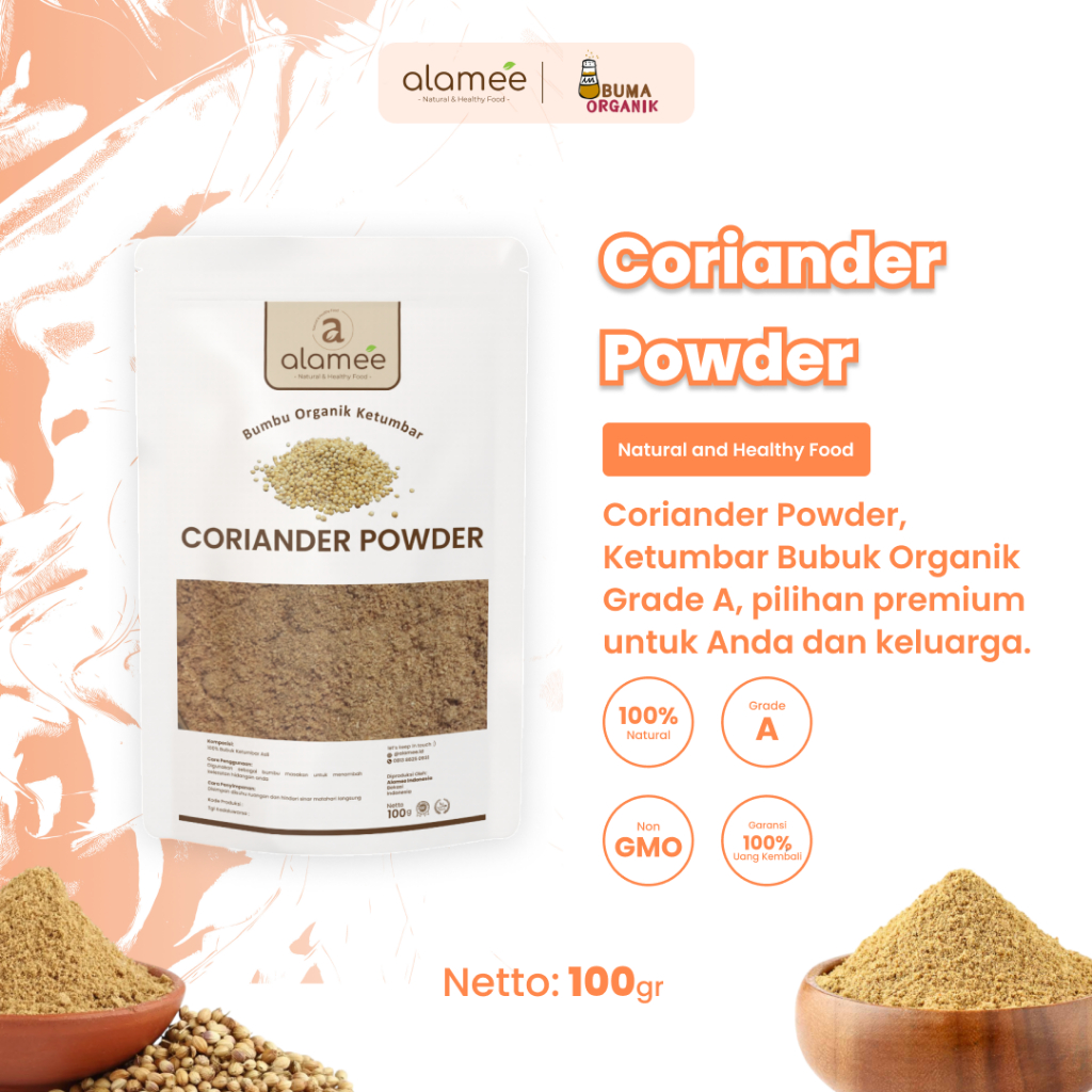 

Ketumbar Bubuk Organik Bumbu Dapur Coriander Powder Rempah Rimpang Murni Asli Tanpa Campuran Bumbu Organik 100gram