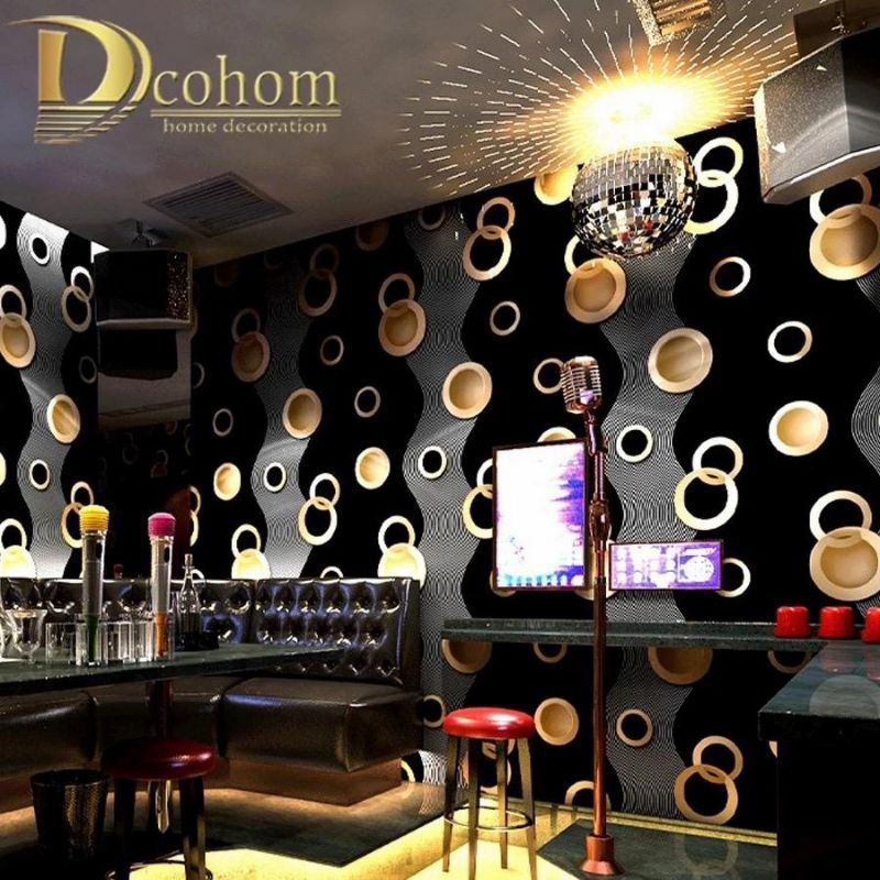 WALLPAPER STICKER POLKADOT HITAM GOLD