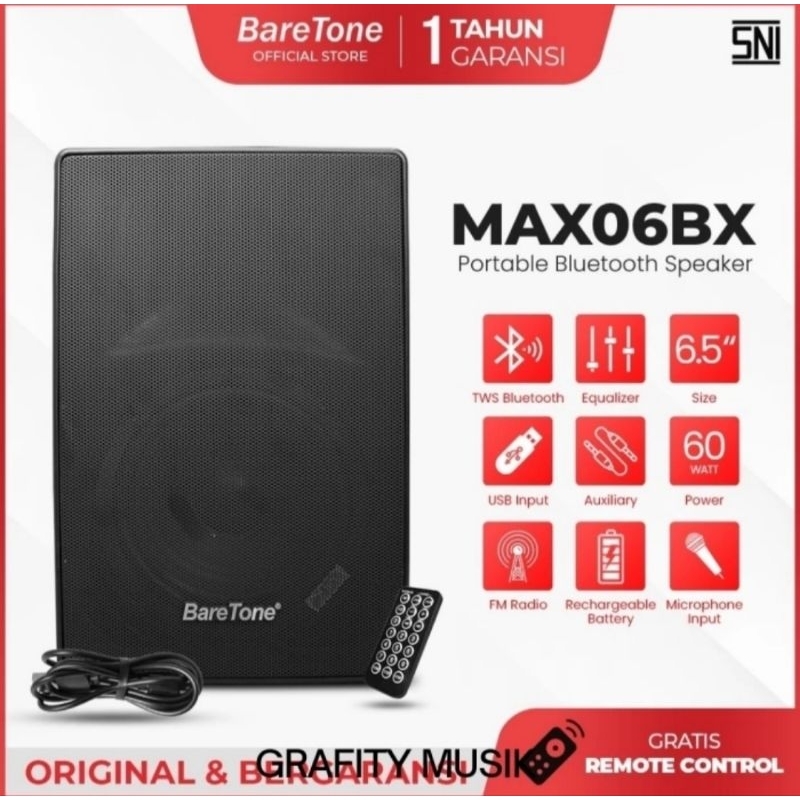 Speaker Portable Baretone Max 06BX Speaker Portable 6 Inch Baretone Max 06 BX Original