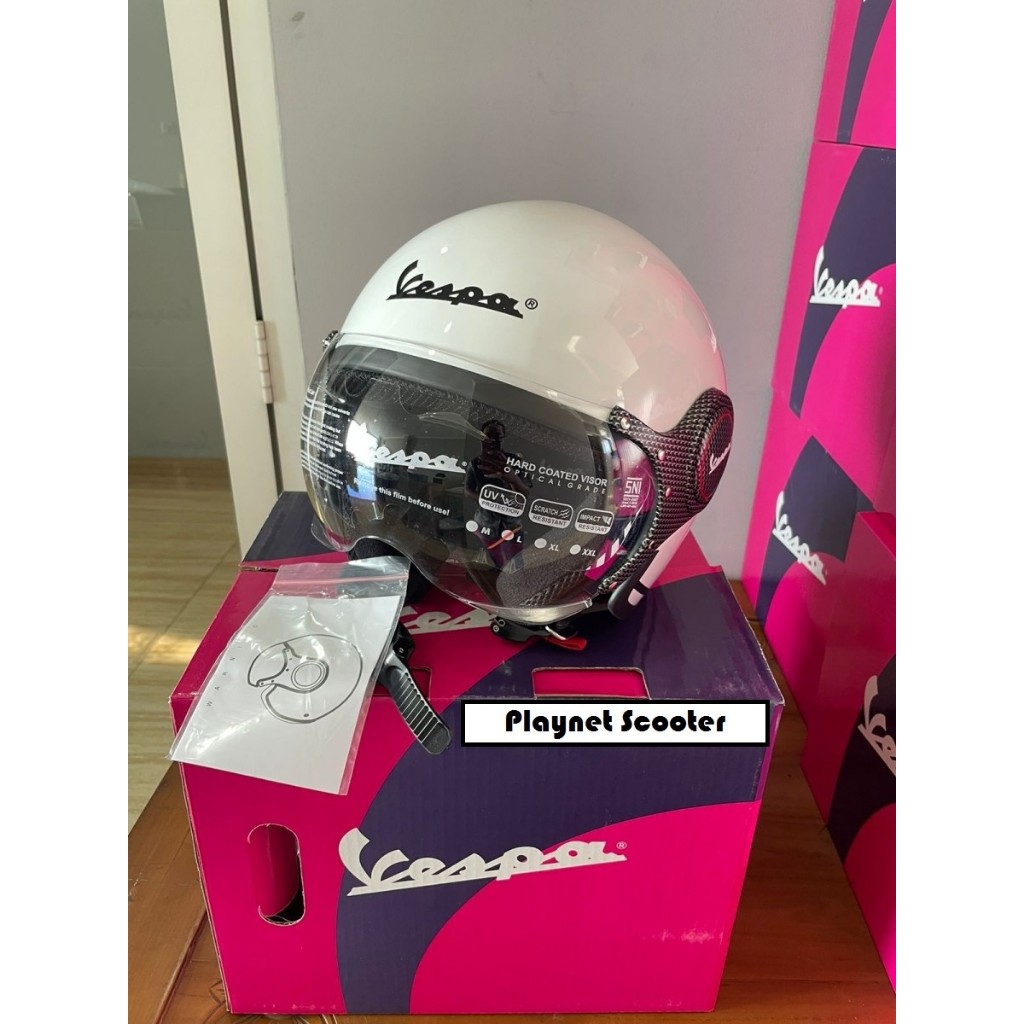Helm Visor Carbon Vespa White Original
