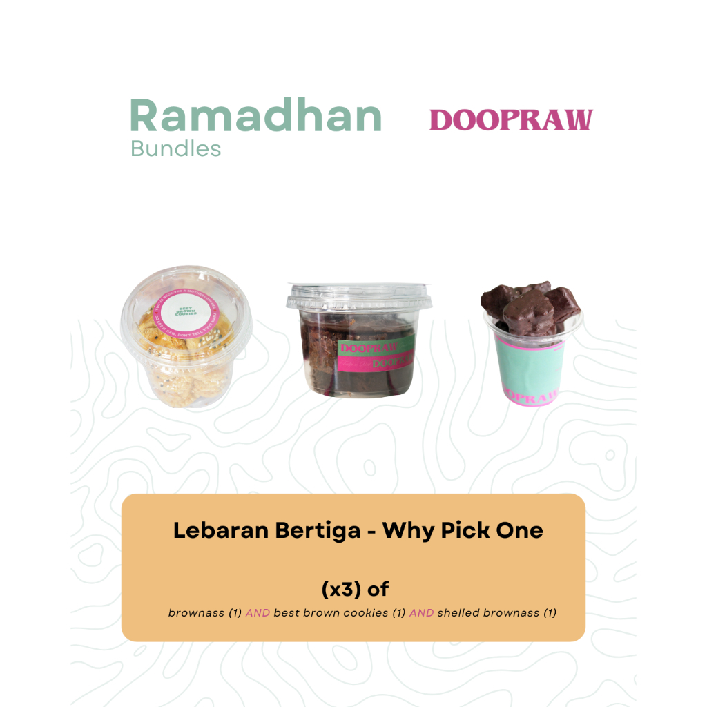 

LEBARAN BERTIGA - WHY PICK ONE | Fudgy Brownies, Dessert, Chui Kao So, Cookies Lebaran, Kue Lebaran