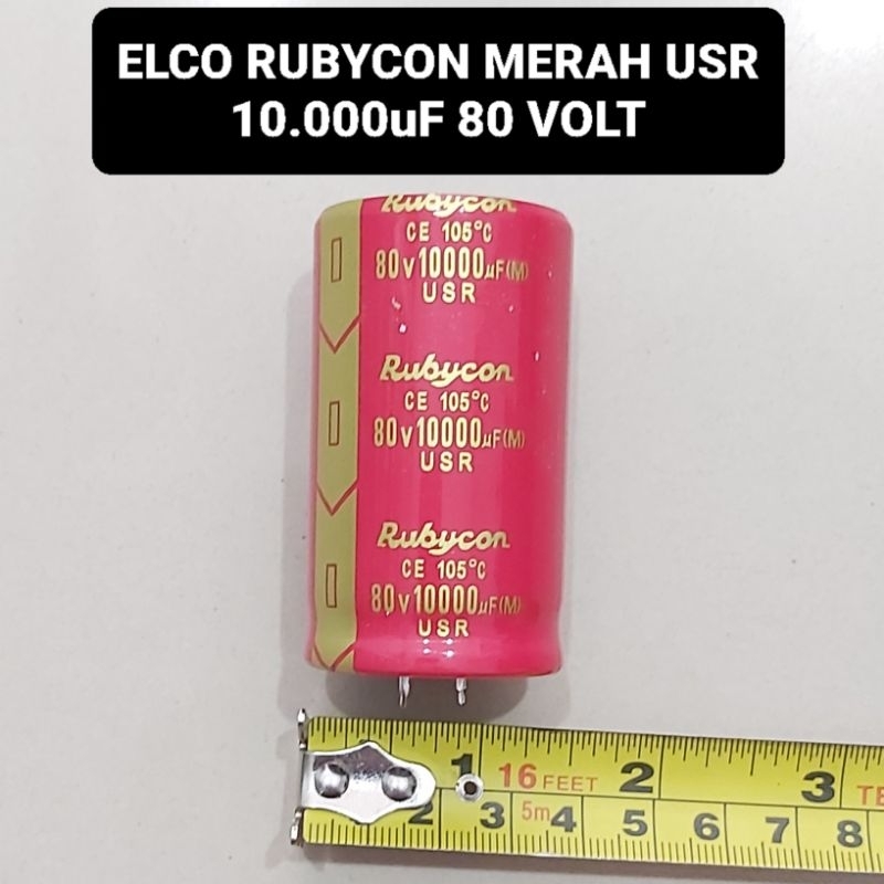 RUBYCON Elco 10000 uF 80 Volt USR Merah Kapasitor 10000 Micro farat 80V