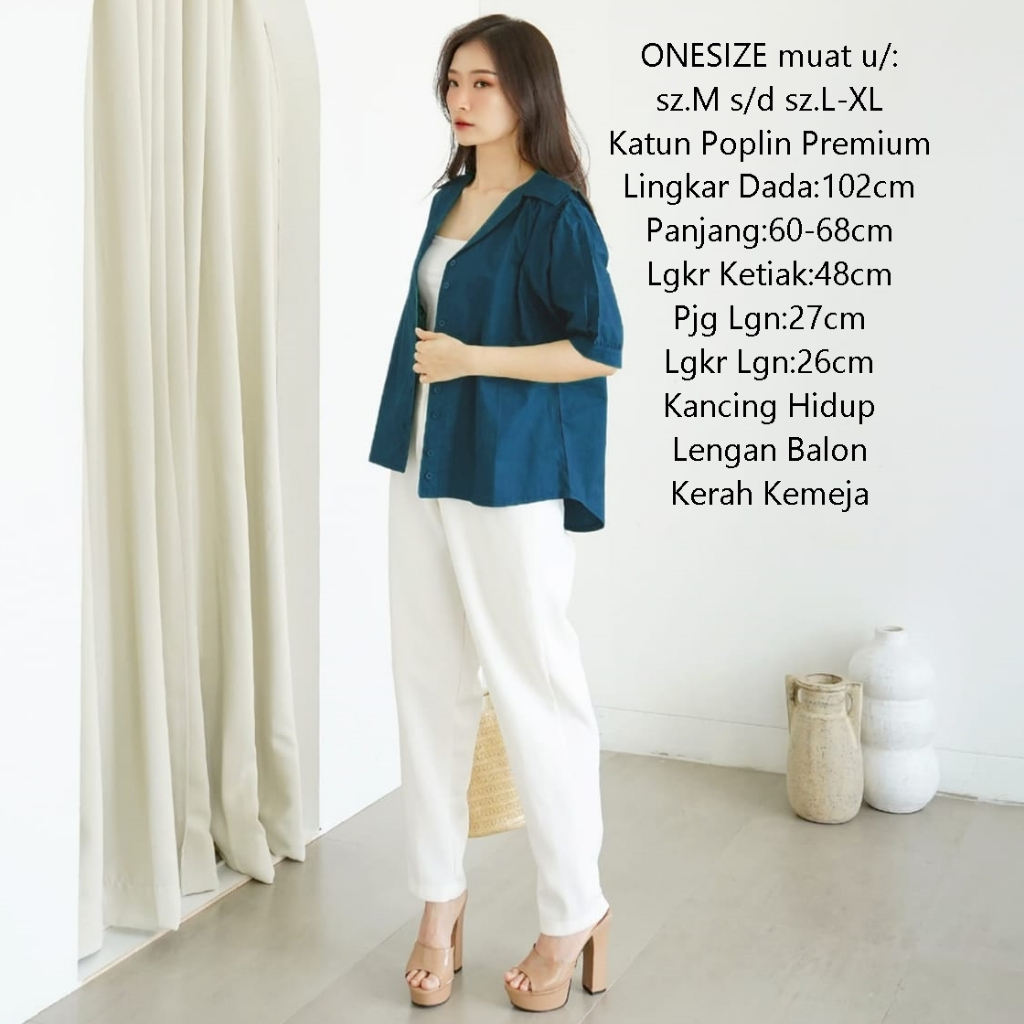 Blus Lengan Pendek Polos Merah Maroon Atasan Wanita Kancing Depan Remaja Modern Big Size S M L to XL