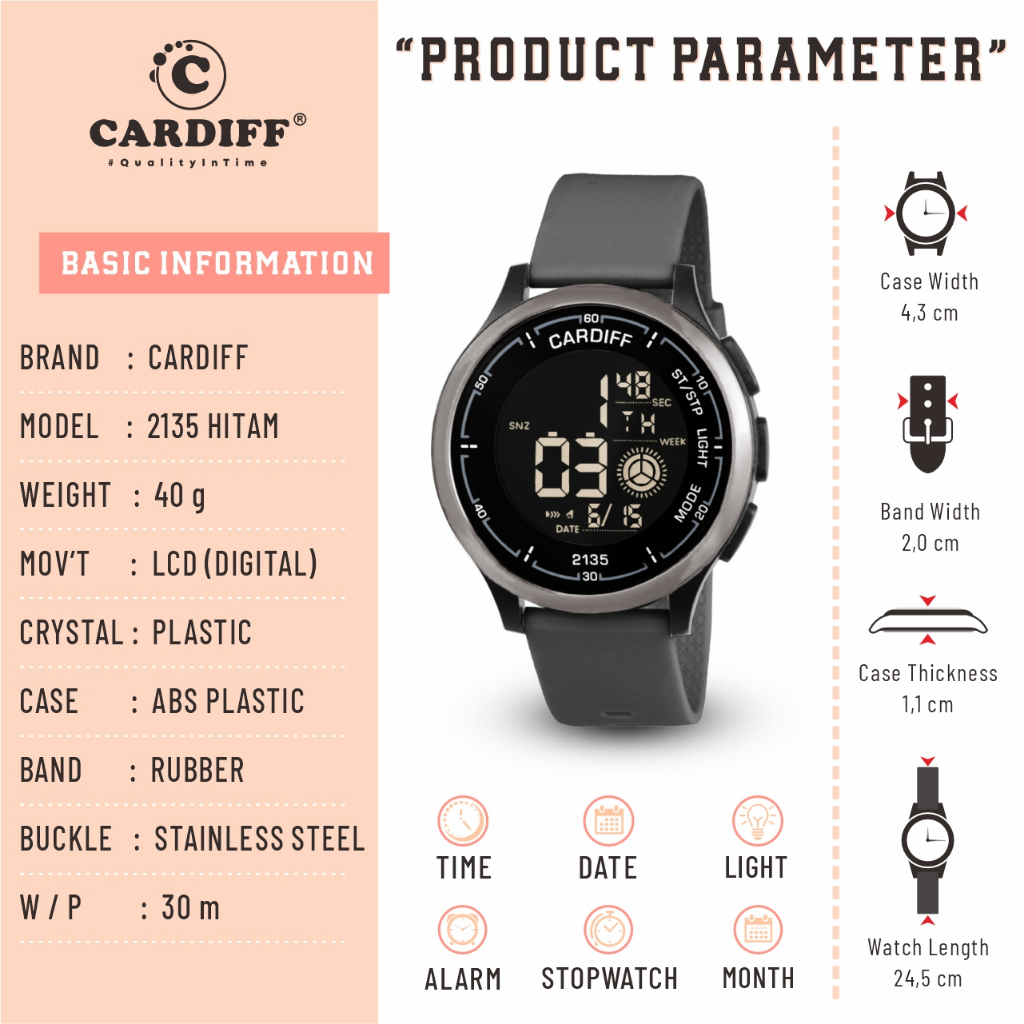 CARDIFF LCD 2135 Jam Tangan Digital Pria Water Resistant
