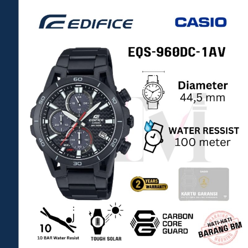 CASIO EDIFICE EQS-960DC-1AVUDF Jam tangan Pria Original Analog rantai Antiair EQS-960DC-1AV EQS-960