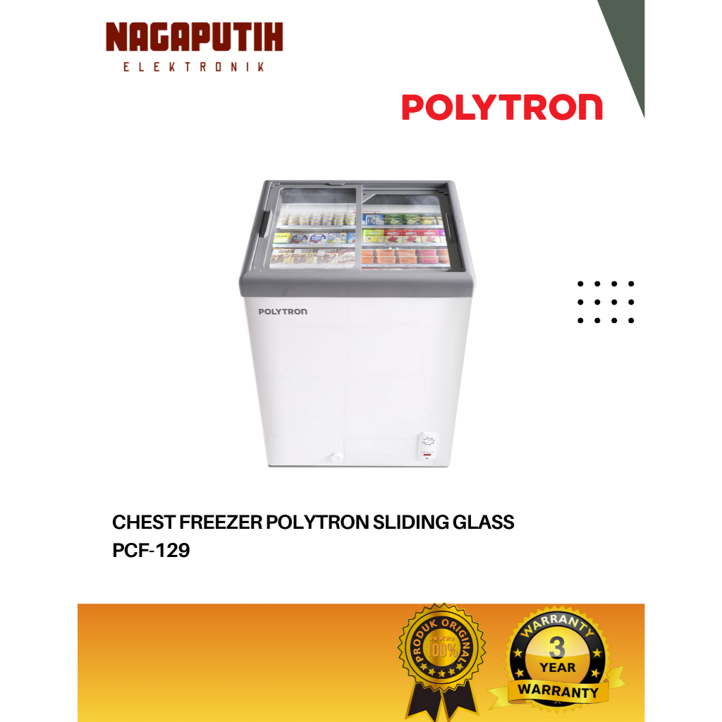 Chest Freezer Box Polytron Sliding Glass PCF-129 Sliding Glass