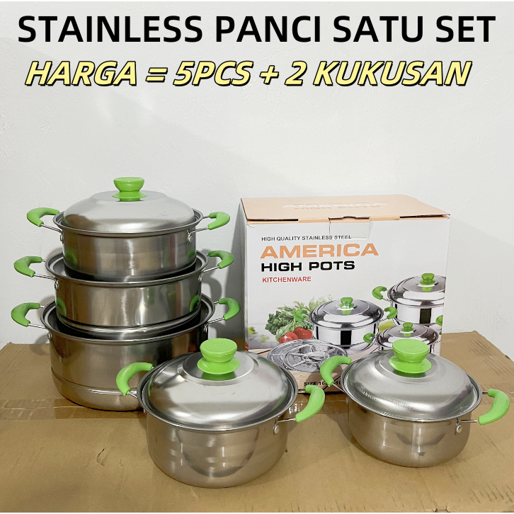panci steamer set 5 susun tutup stenlis / Panci + Steamer Set 5 Susun Stainless