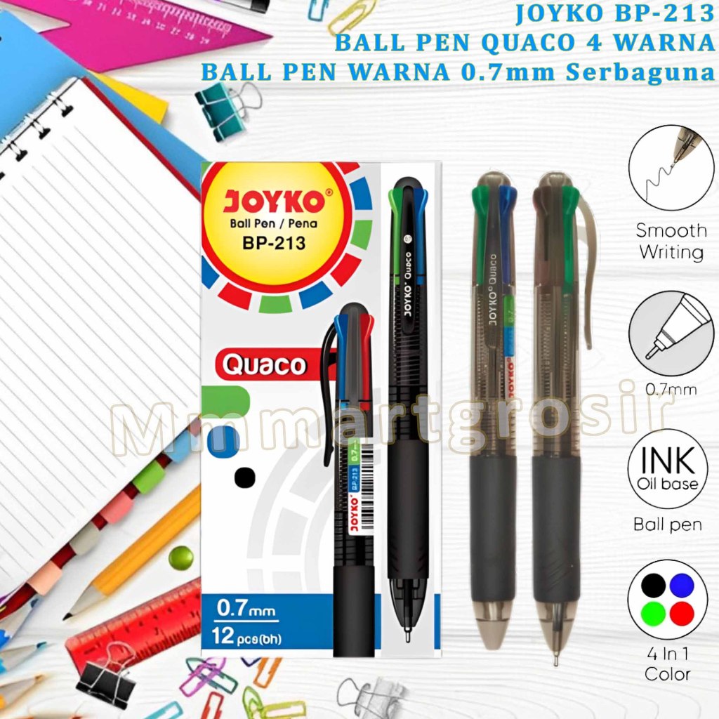 

Joyko / Ball Pen Quaco / Ball Pen 4 Warna / BP-213 0.7mm