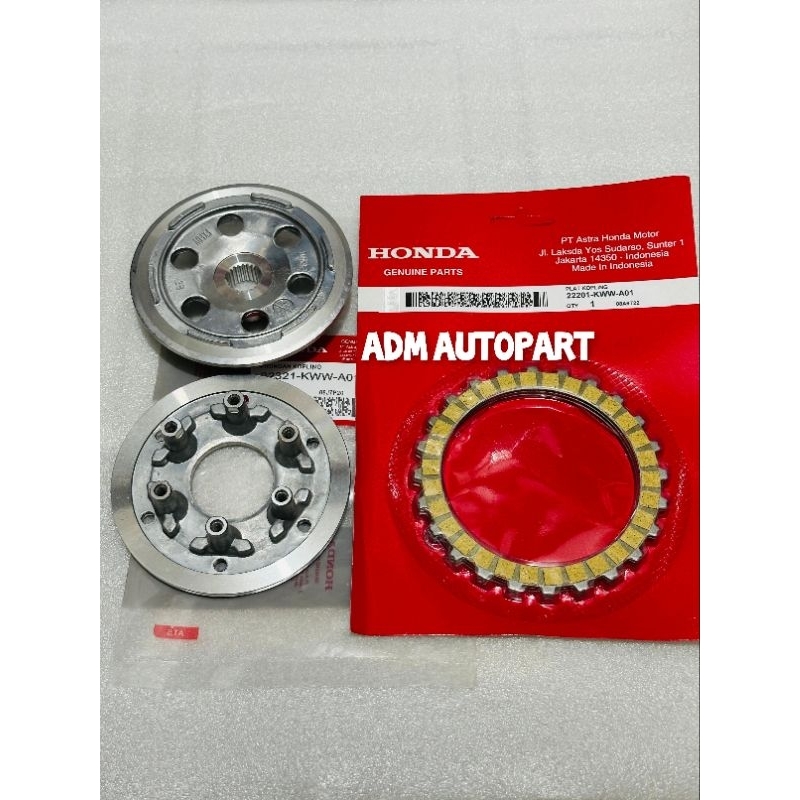 Rumah kampas kopling kaki 6 set atas bawah KWW+Kampas kopling KWW Revo fit injeksi Revo x Injeksi Re