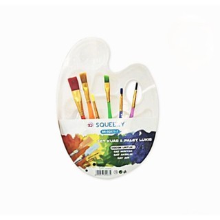 

Squeezy 571 - Kuas Lukis Set + Pallet 6pcs / Set Kuas Pallet Lukis Lengkap Gagang Transparan
