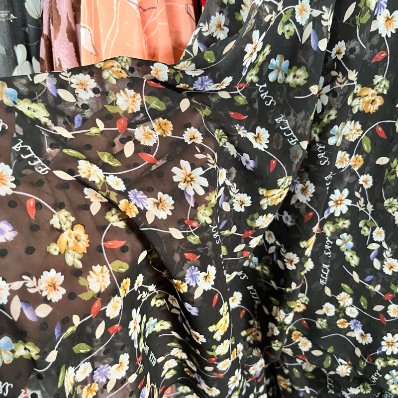 kain sifon rubiah motif bunga / kain ceruty uragiri motif