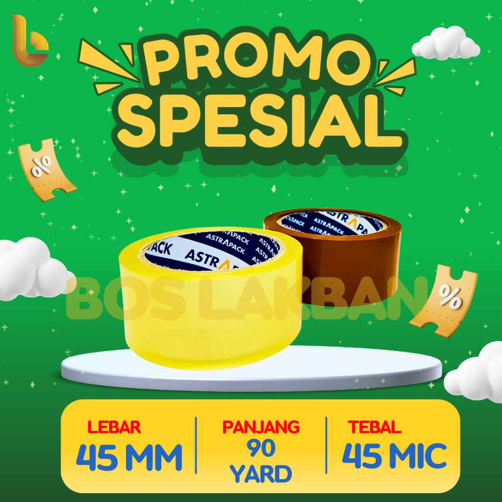 

Lakban BOPP 45 mm x 90 yard | Isolasi OPP Bening Coklat Kualitas Terbaik bosLakban