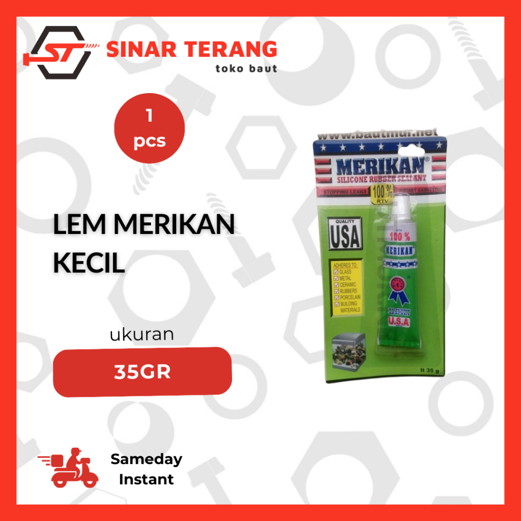 Lem Silikon Kecil Serbaguna Merikan 35 gr - Lem Kaca Kayu Keramik Batu