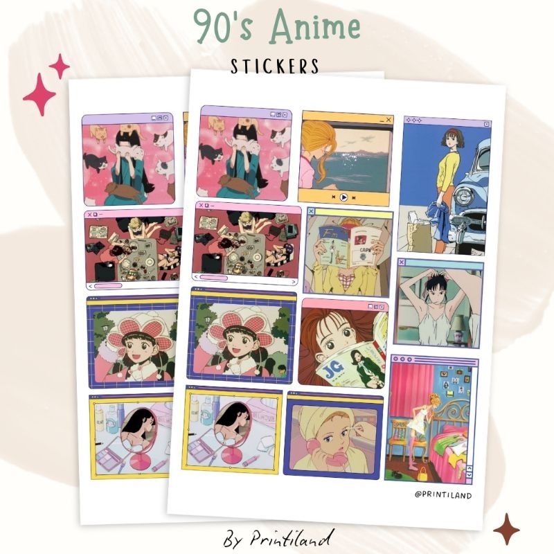 

Stiker Anime Vintage Japan, Japanese Random 90's Sticker Sheet, Aesthetic Journaling Scrapbook Deco Dekorasi