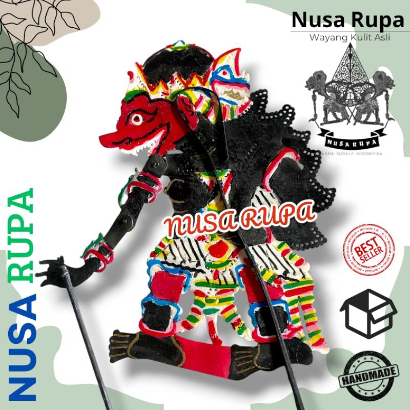 Wayang Kulit ASLI Buto babrah hitam -+45cm Asli 100% Bahan Kulit Sapi Tatah Sungging Cocok Untuk Mai