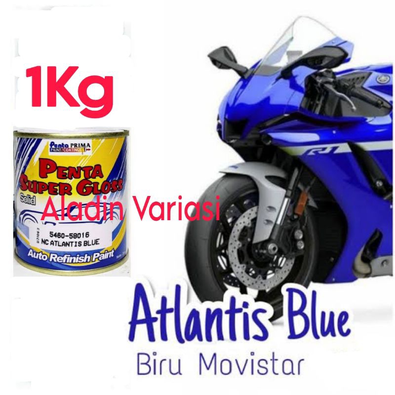 Cat Biru Movistar Atlantis Blue Kilap Penta Super Gloss Cat Mobil Motor Yamaha 1Kg