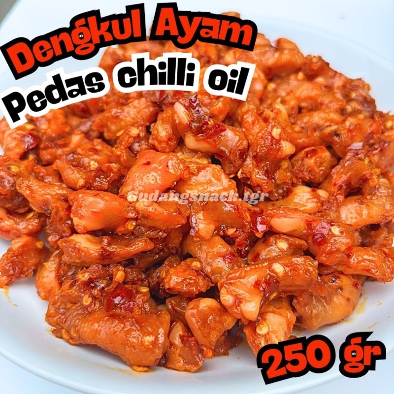 

DENGKUL AYAM PEDAS CHILLI OIL 250GR SAMBAL PEDAS NAMPOL SIAP MAKAN